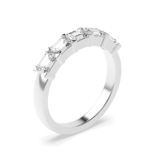 4 Prong Emerald Platinum Five Stone Diamond Rings