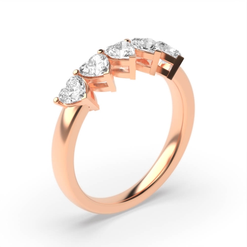Buy 3 Prong Setting Heart Shape Plain Five Stone Ring - Abelini