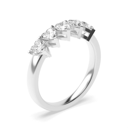 3 Prong Heart Platinum Five Stone Diamond Rings