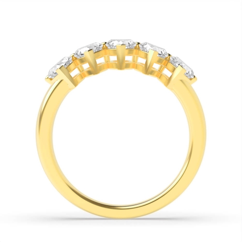 Prong Heart Yellow Gold Five Stone Diamond Ring