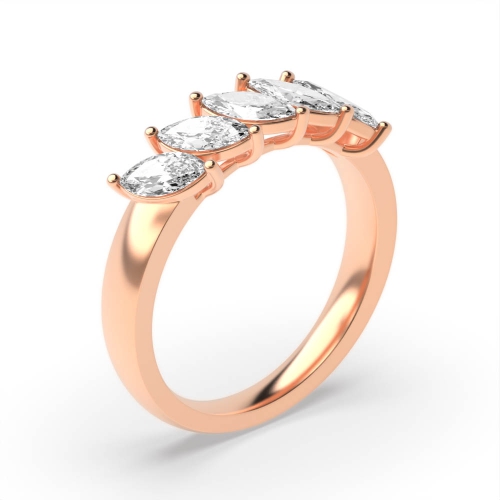 4 Prong Marquise Rose Gold Twilight flank Diamond Rings