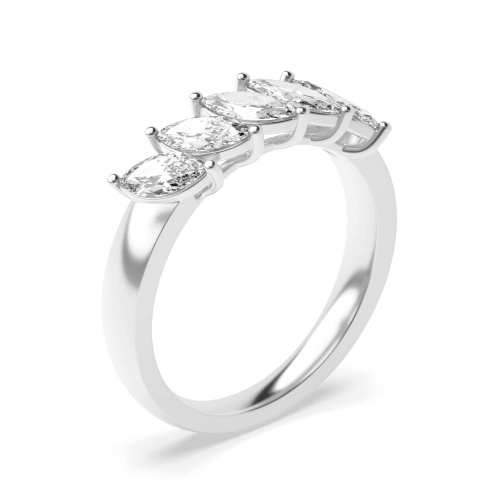 4 Prong Marquise Twilight flank Five Stone Diamond Rings