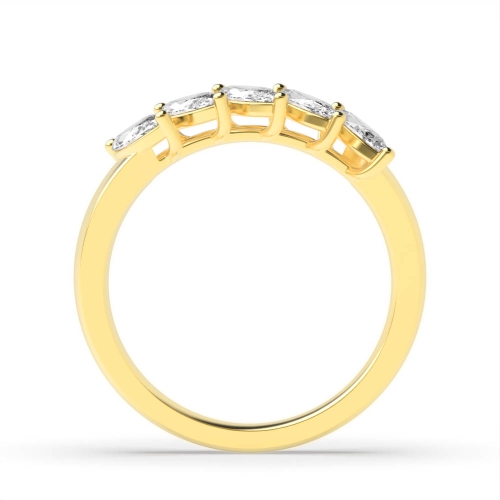 4 Prong Marquise Yellow Gold Five Stone Diamond Ring