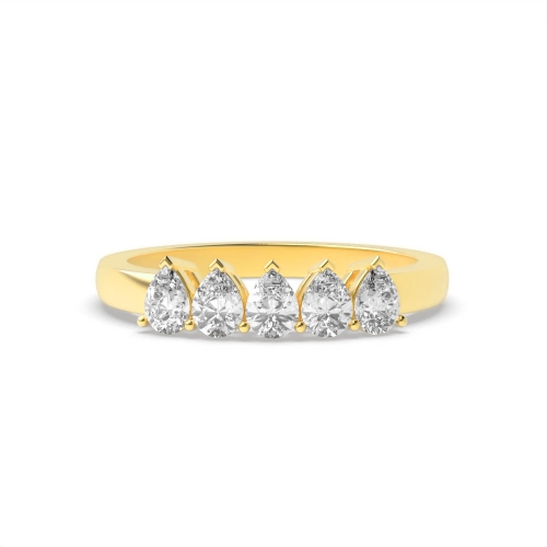 Prong Pear Yellow Gold Five Stone Diamond Ring