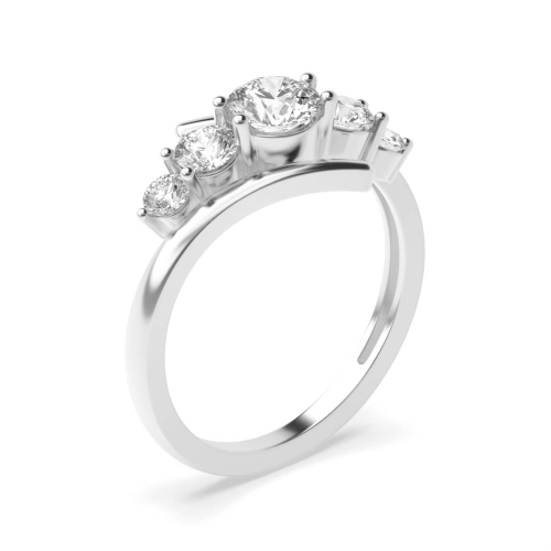 4 Prong Round Crossover five Moissanite Diamond Rings
