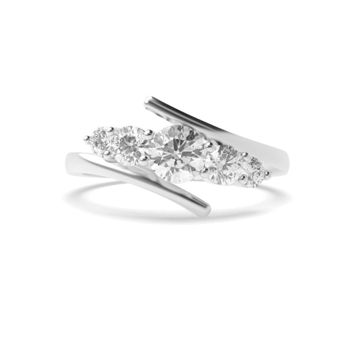 4 Prong Round Crossover five Moissanite Diamond Rings
