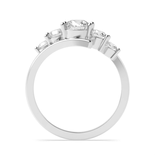 4 Prong Round Crossover five Moissanite Diamond Rings