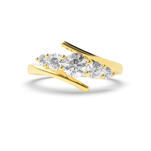 4 Prong Round Yellow Gold Five Stone Diamond Ring