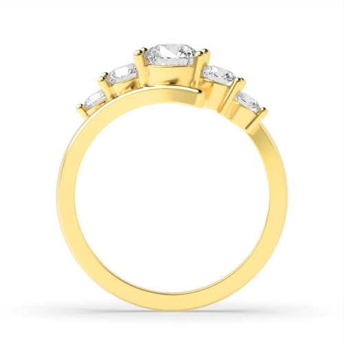 4 Prong Round Yellow Gold Five Stone Diamond Ring