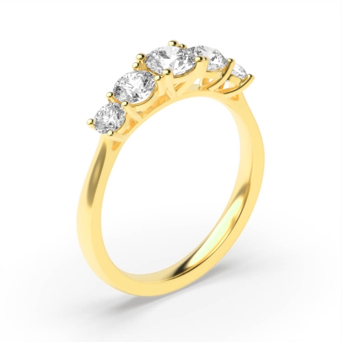 Buy 4 Prong Setting Round Diamond Five Stone Ring - Abelini