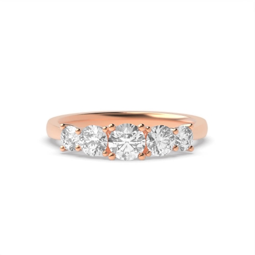 4 Prong Round Rose Gold Graduating Diamond Rings