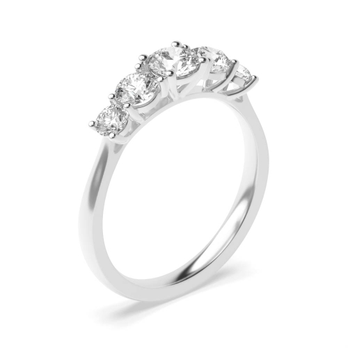 4 Prong Round graduating Moissanite Five Stone Diamond Ring