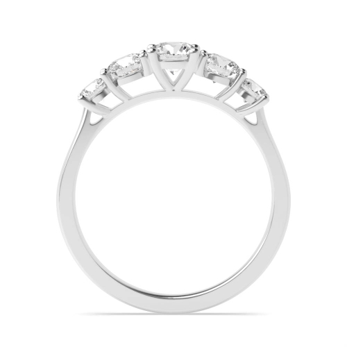 4 Prong Round graduating Moissanite Five Stone Diamond Ring