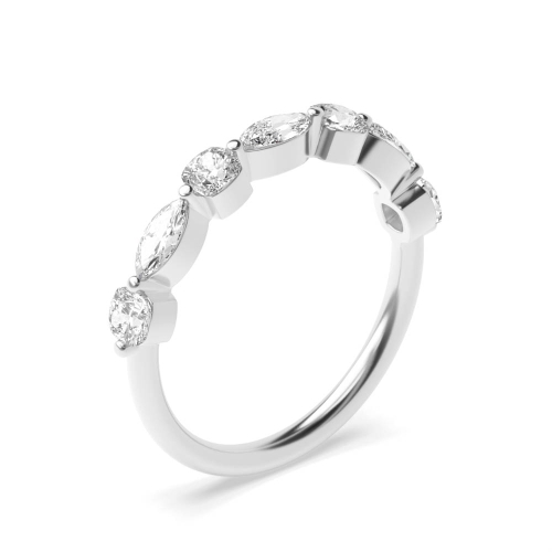 2 Prong Setting Marquise And Cushion Diamond Seven Stone Ring