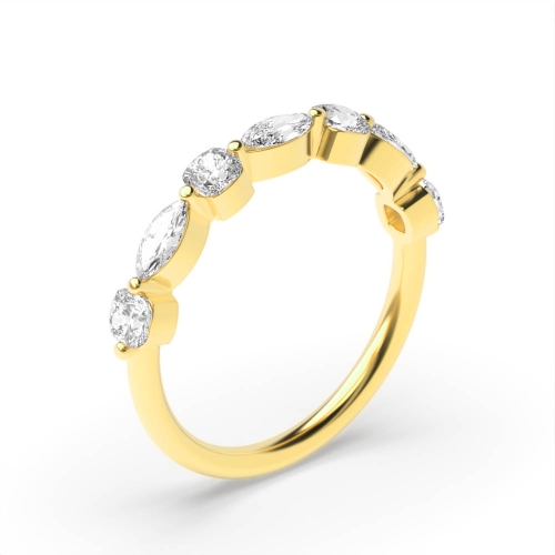 4 Prong Marquise Yellow Gold And cushion Diamond Rings