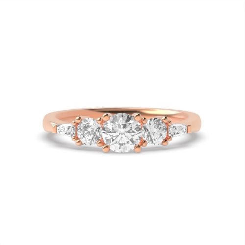 4 Prong Round/Baguette Rose Gold Engagement Rings