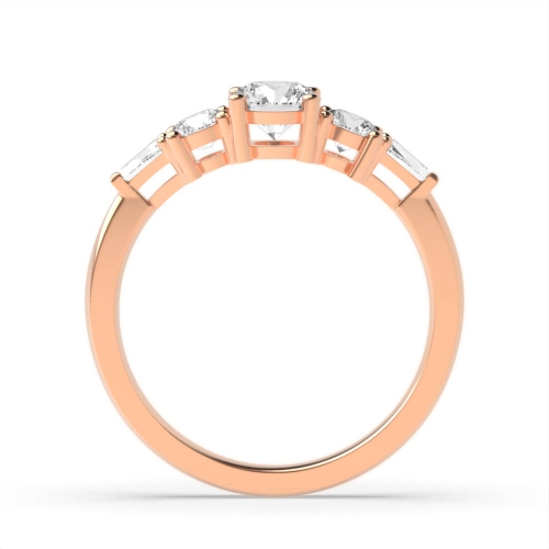 4 Prong Round/Baguette Rose Gold Engagement Rings