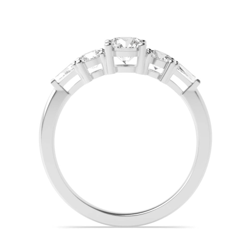 4 Prong Round/Baguette Silver Side Stone Engagement Rings