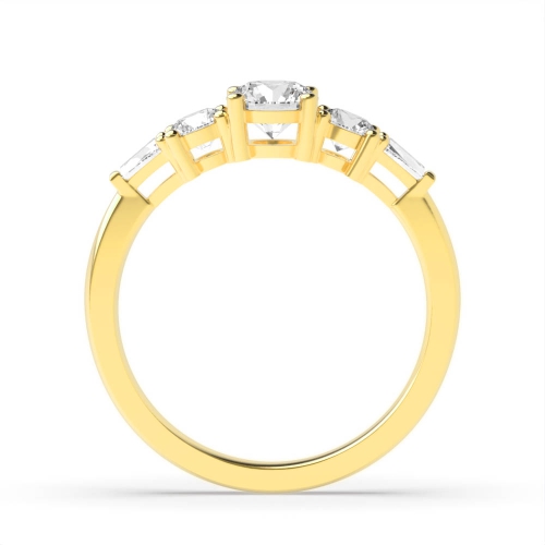 4 Prong Round/Baguette Yellow Gold Engagement Rings
