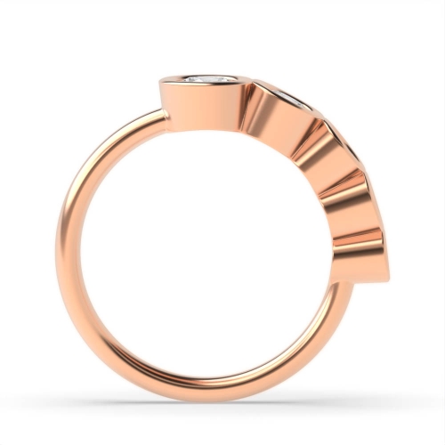 Bezel Setting Round Rose Gold Minimalist fivewedding Diamond Rings