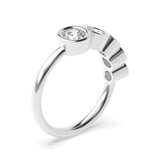 Bezel Setting Round Minimalist fivewedding Moissanite Diamond Rings