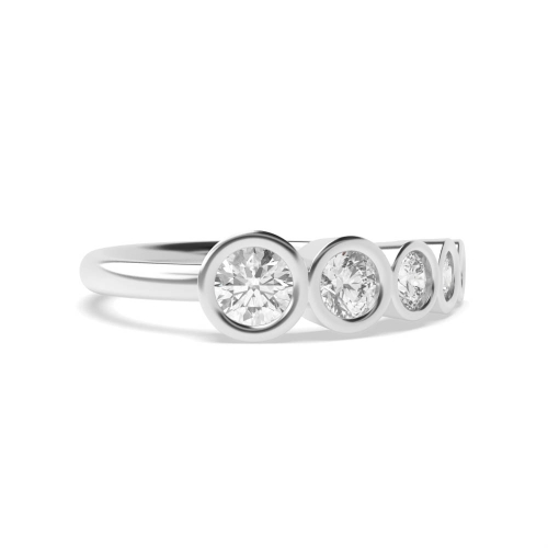 Bezel Setting Round Minimalist fivewedding Moissanite Diamond Rings