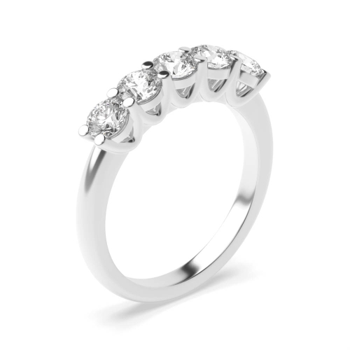 4 Prong Round Platinum Five Stone Diamond Rings