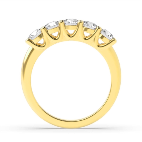 4 Prong Round Yellow Gold Five Stone Diamond Ring