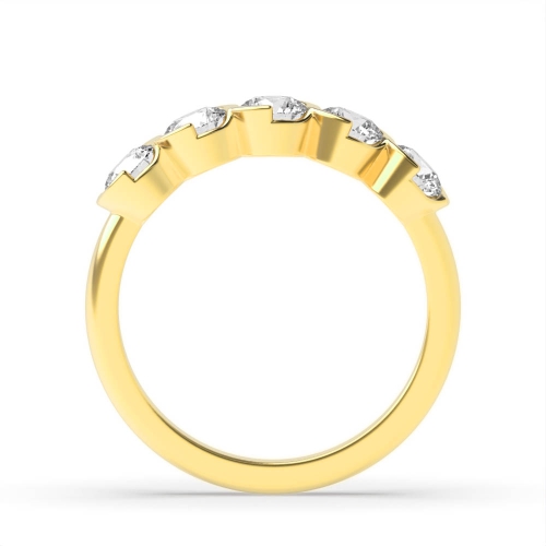 Bezel Setting Round Yellow Gold Five Stone Diamond Ring