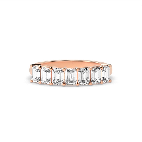 4 Prong Emerald Rose Gold Seven stone Diamond Rings