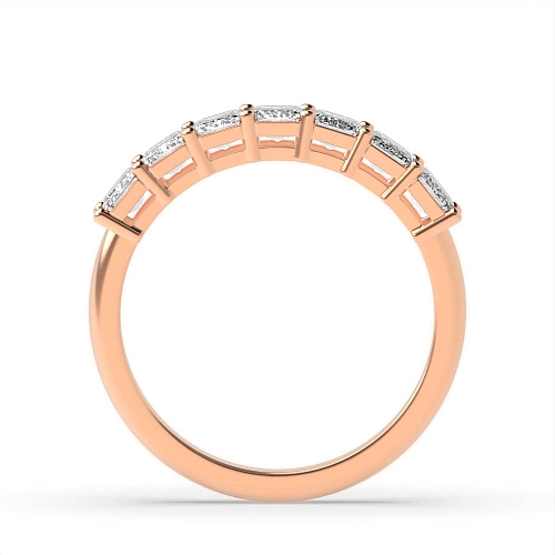 4 Prong Emerald Rose Gold Seven stone Diamond Rings