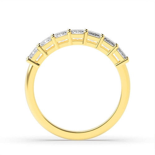 4 Prong Emerald Yellow Gold Seven stone Diamond Rings