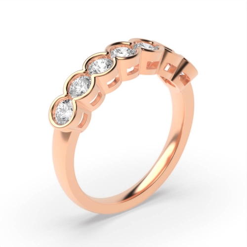Bezel Setting Round Rose Gold Seven stone Diamond Rings