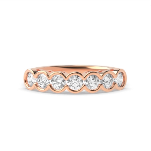 Bezel Setting Round Rose Gold Seven stone Diamond Rings