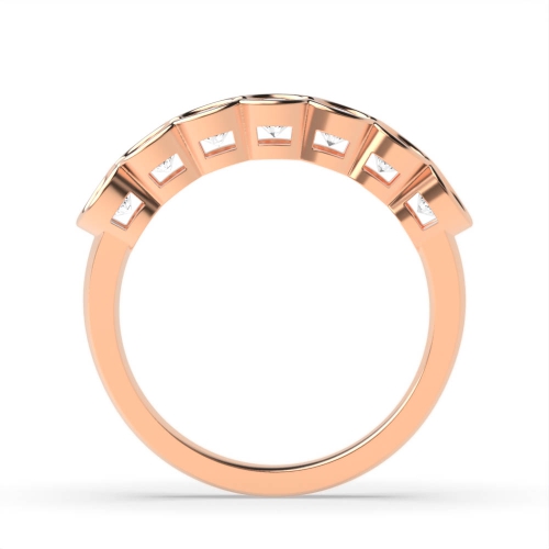 Bezel Setting Round Rose Gold Seven stone Diamond Rings