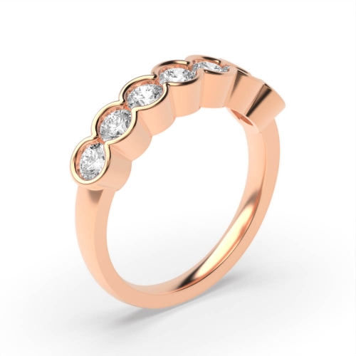 Bezel Setting Round Rose Gold Celestial band Diamond Rings