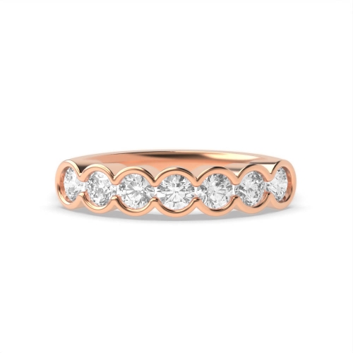 Bezel Setting Round Rose Gold Celestial band Diamond Rings