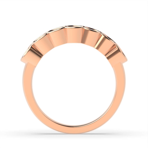 Bezel Setting Round Rose Gold Celestial band Diamond Rings