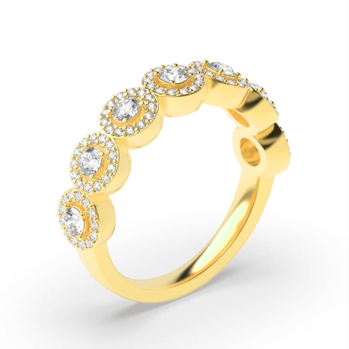 Purchase 7 Stone Half Eternity Halo Wedding Ring - Abelini