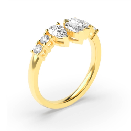 Prong Setting Marquise And Pear Shape Seven Stone Ring