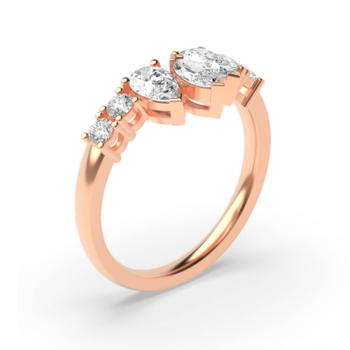3 Prong Marquise Rose Gold Seven stone Diamond Rings