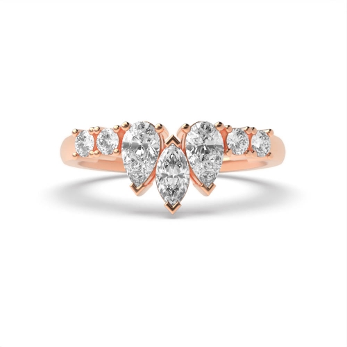 3 Prong Marquise Rose Gold Seven stone Diamond Rings