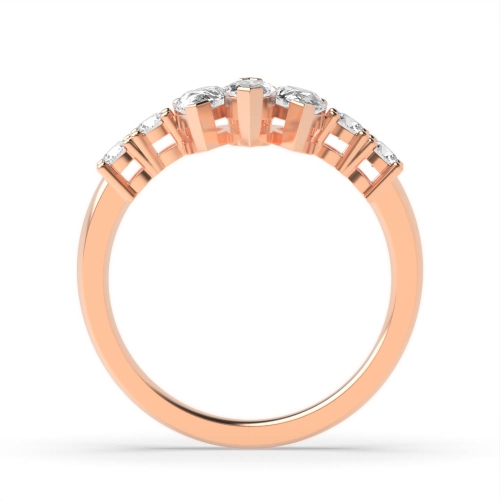 3 Prong Marquise Rose Gold Seven stone Diamond Rings