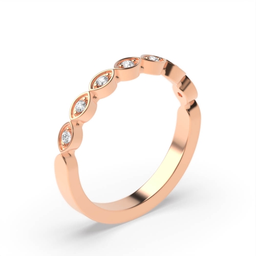 Pave Setting Round Rose Gold Infinity seven Diamond Rings