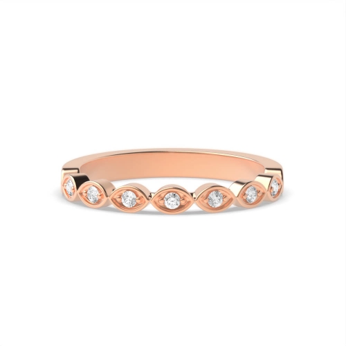 Pave Setting Round Rose Gold Infinity seven Diamond Rings