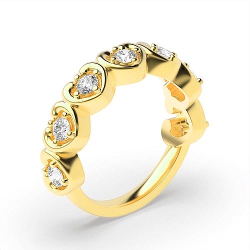4 Prong Round Yellow Gold Swirl Diamond Rings