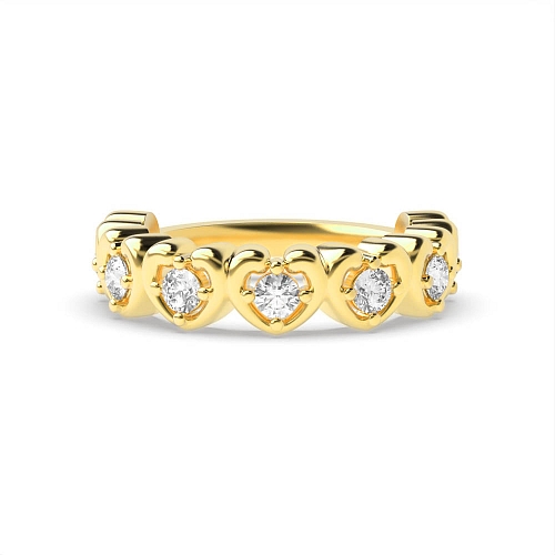 4 Prong Round Yellow Gold Swirl Diamond Rings