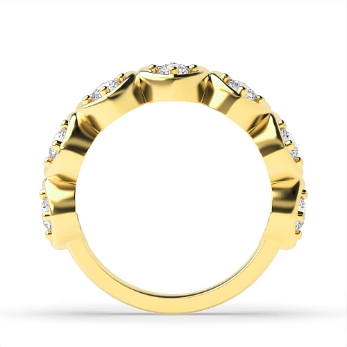 4 Prong Round Yellow Gold Swirl Diamond Rings