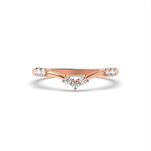 4 Prong Round Rose Gold Crest Wishbone Women's Shaped Diamond Rings