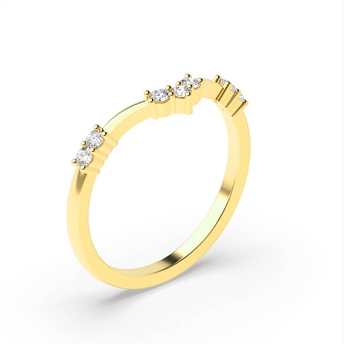4 Prong Round Yellow Gold Crest Wishbone Diamond Rings